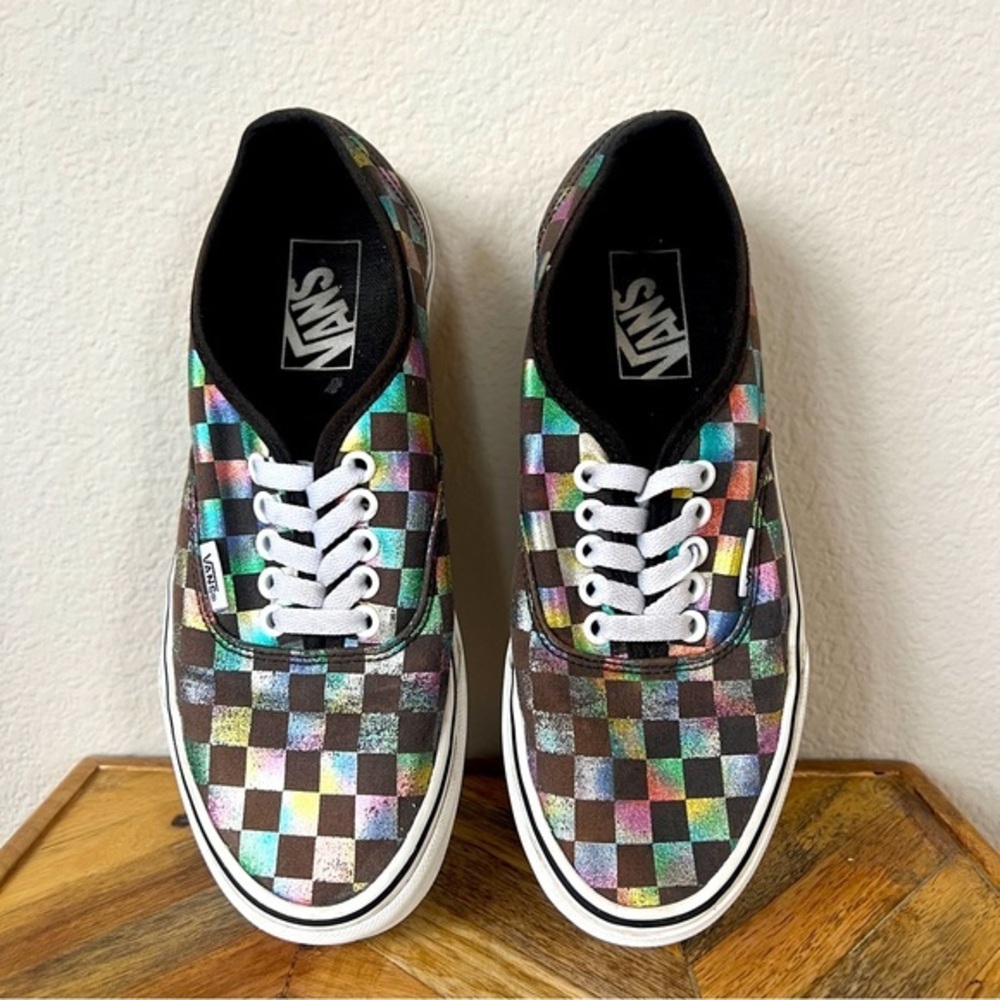 VANS Doheny Checkerboard Rainbow Iridescent Skate Sneakers